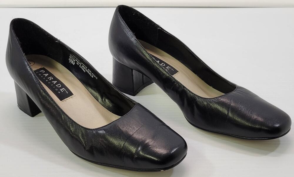 BG) Women's Parade Collection Black Leather Heels Size 8